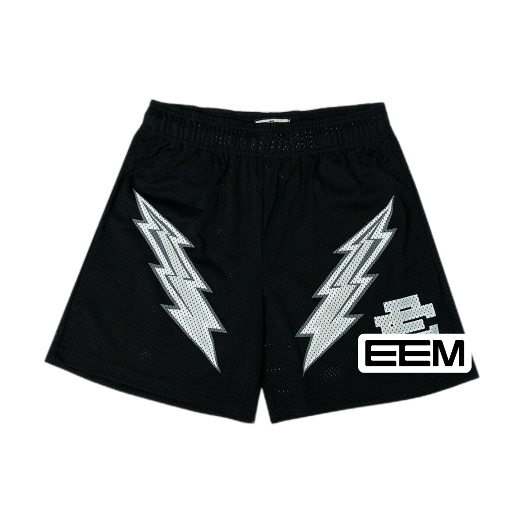 EE mesh shorts black thunderbolts