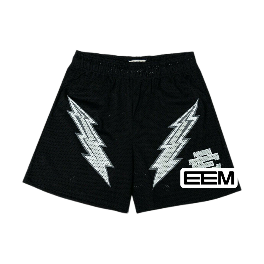 EE mesh shorts black thunderbolts