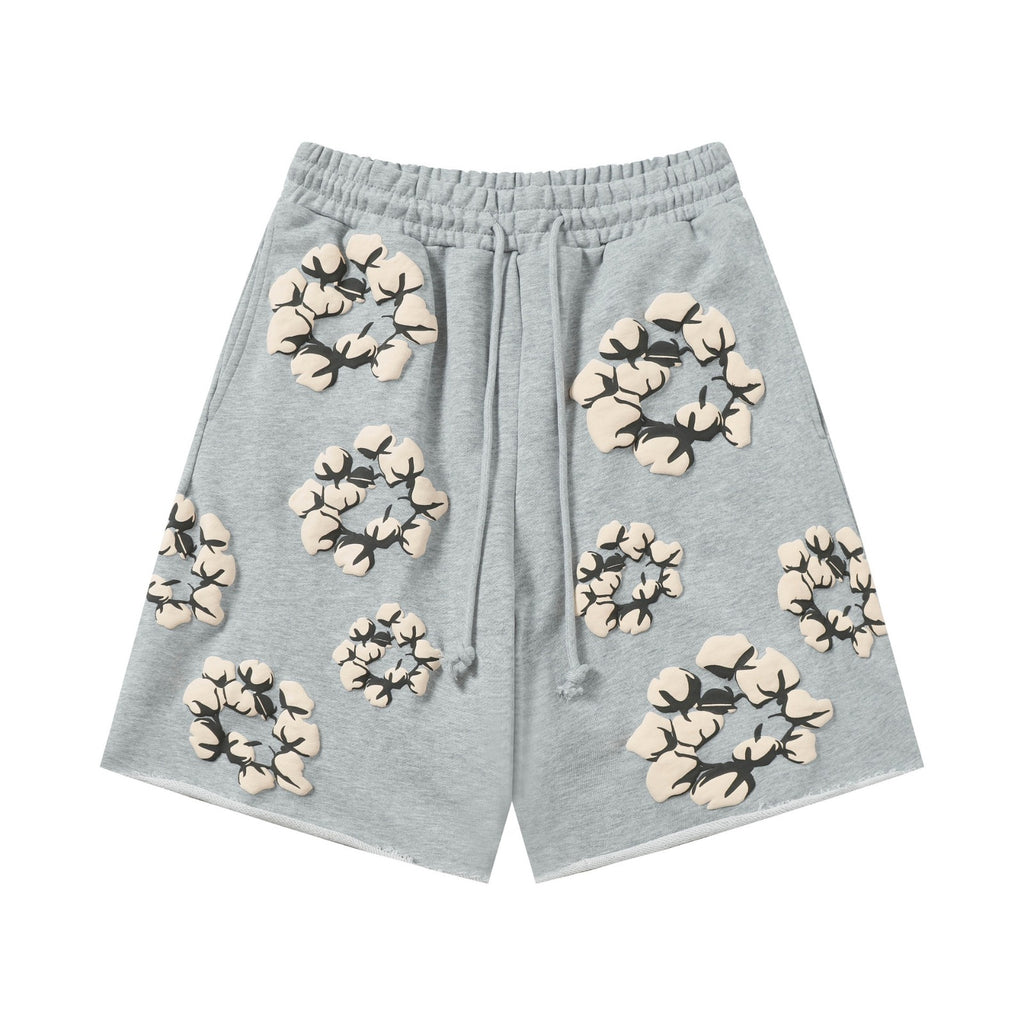 DT Shorts - Heather Grey Cream Floral (DT20)