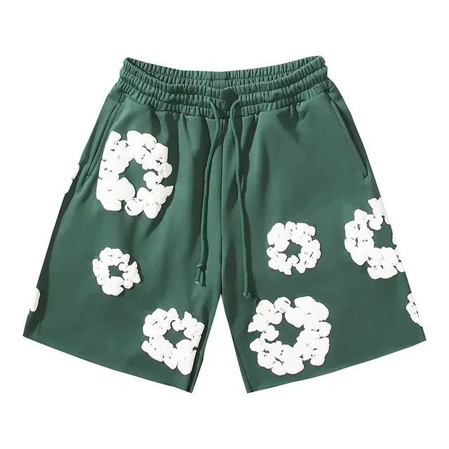 DT Shorts - Forest Green White Floral (DT23)