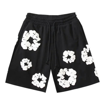 DT Shorts - Black White Puff Floral (DT2)