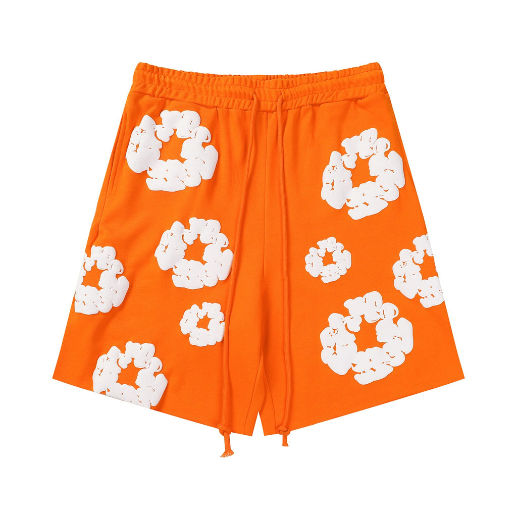 DT Shorts - Orange White Puff Floral (DT4)