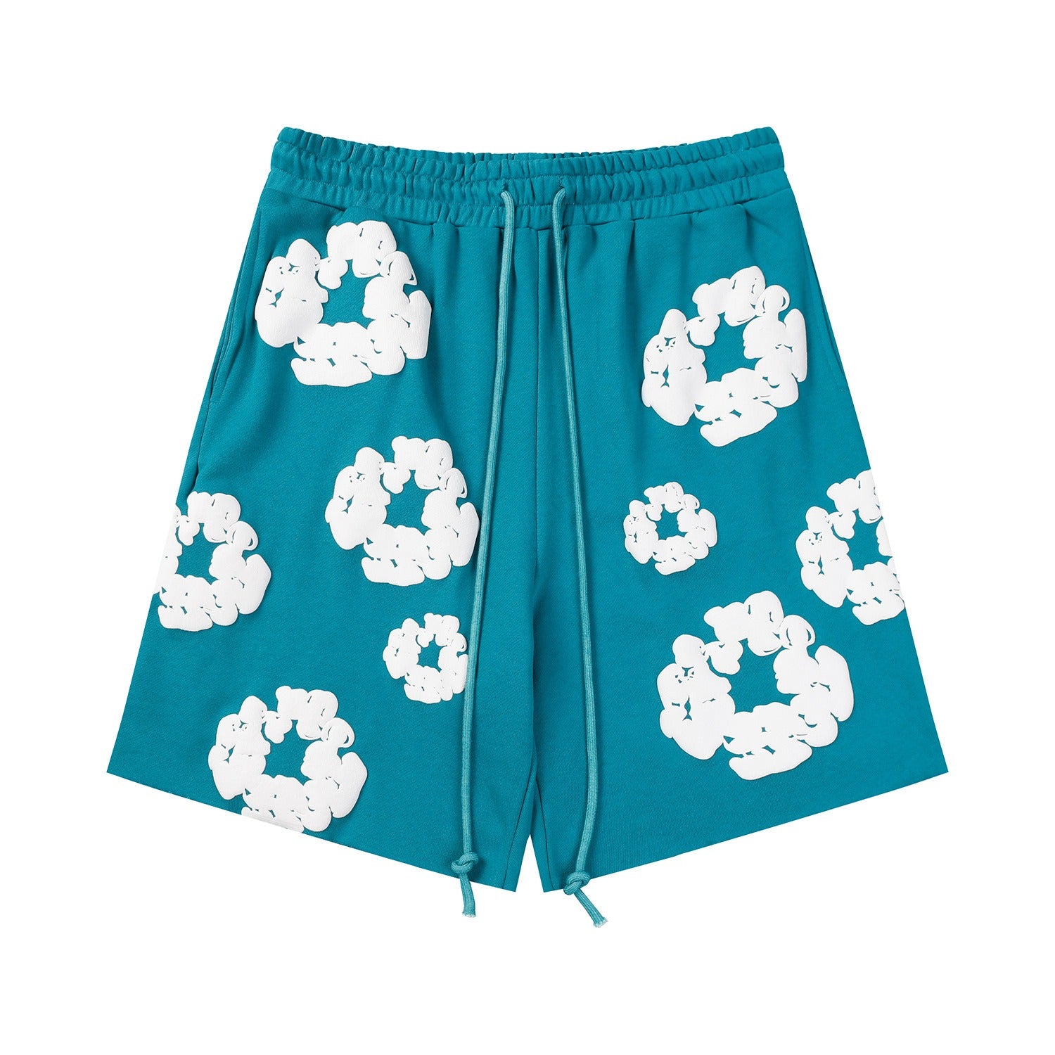 DT Shorts - Teal White Puff Floral (DT6)