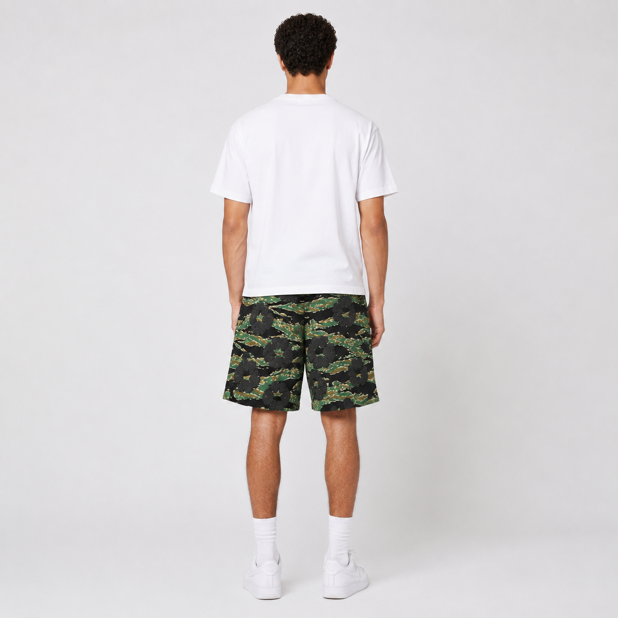 Army Camo Orange Graphic mesh shorts - back view