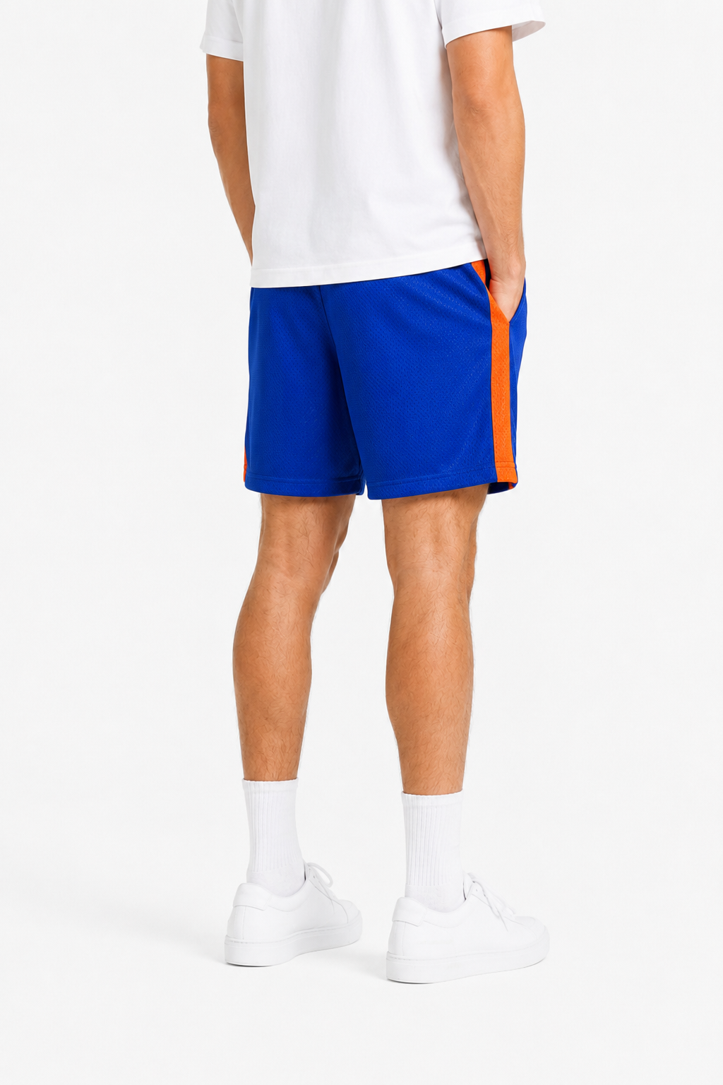 EE Mesh Short - Royal Orange Side Stripe (EE35) - side view
