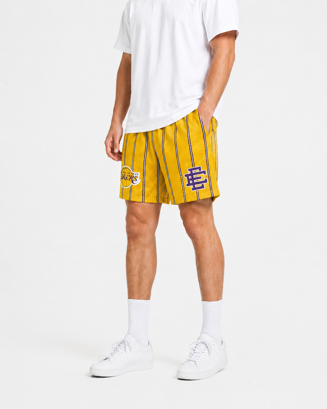 EE Mesh Short - Gold Lakers Stripe (E20) - product photo