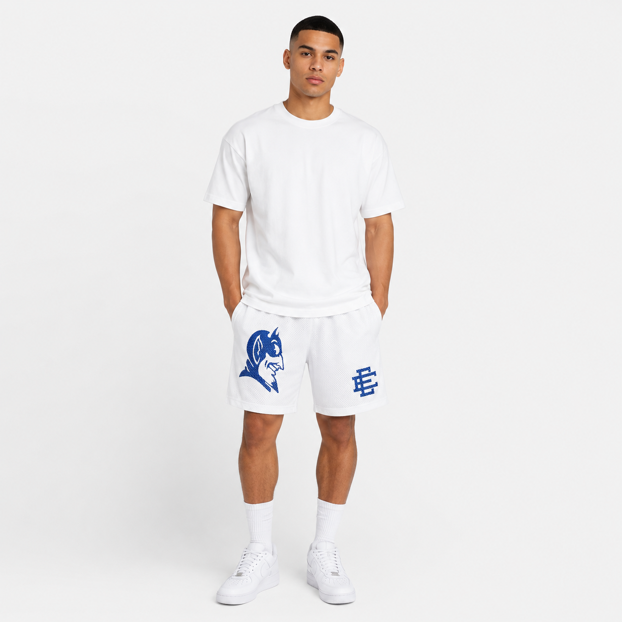 EE Mesh Short - White Blue Devil (EE47) - front view