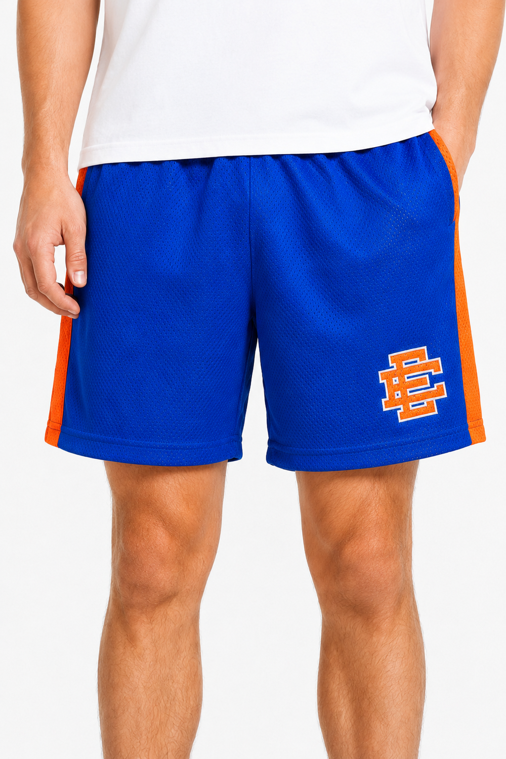 EE Mesh Short - Royal Orange Side Stripe (EE35) - side view