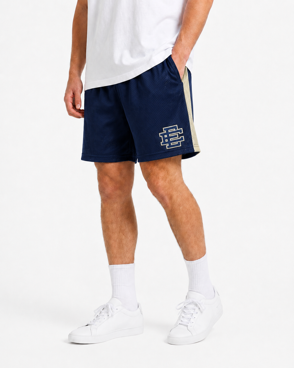 EE Mesh Short - Navy Gold Side Stripe (E42) - product photo