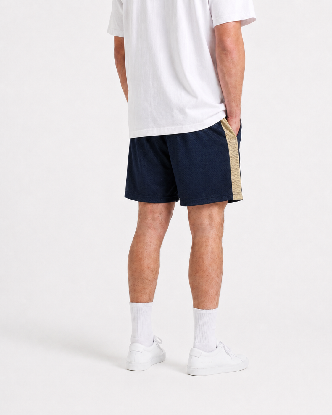EE Mesh Short - Navy Gold Side Stripe (E42) - product photo
