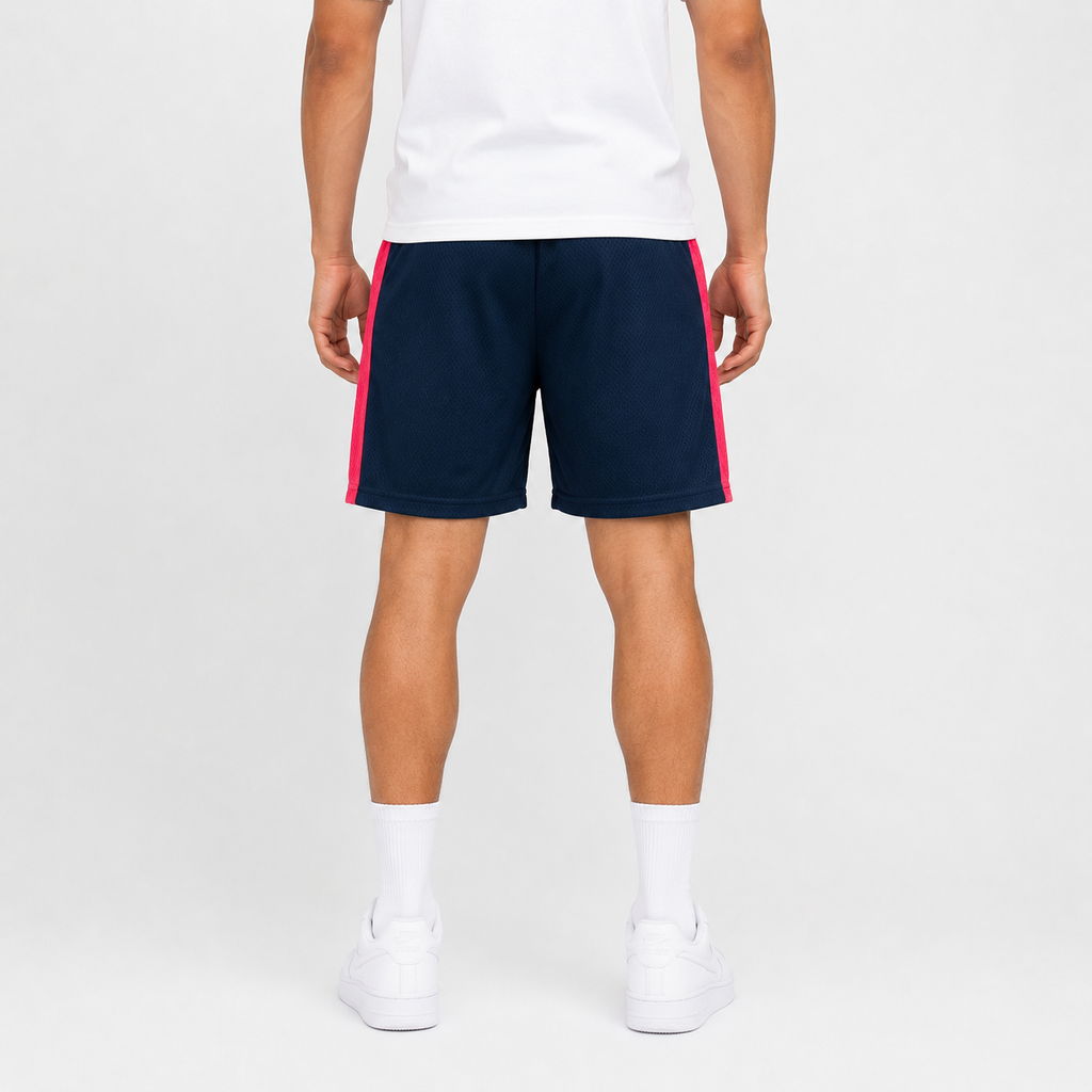 EE Mesh Short - Navy Pink Side Stripe (EE07) - back view