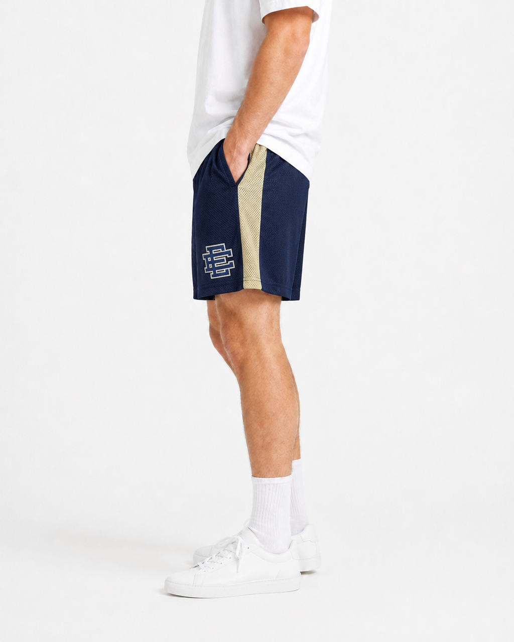 EE Mesh Short - Navy Gold Side Stripe (E42) - product photo