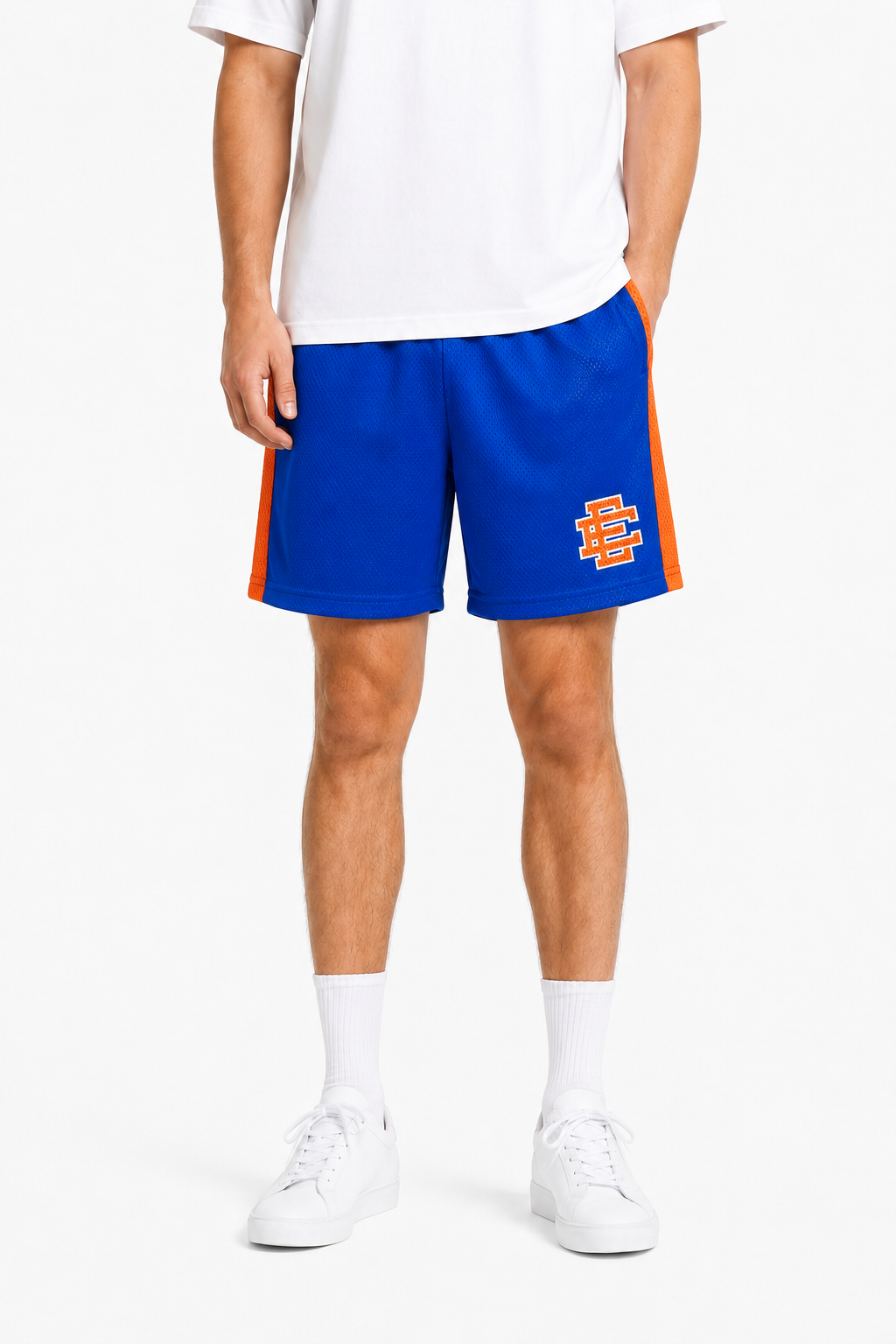 EE Mesh Short - Royal Orange Side Stripe (EE35) - side view