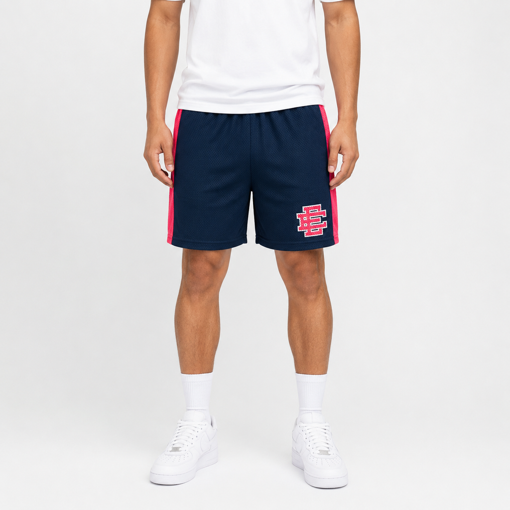 EE Mesh Short - Navy Pink Side Stripe (EE07) - front view