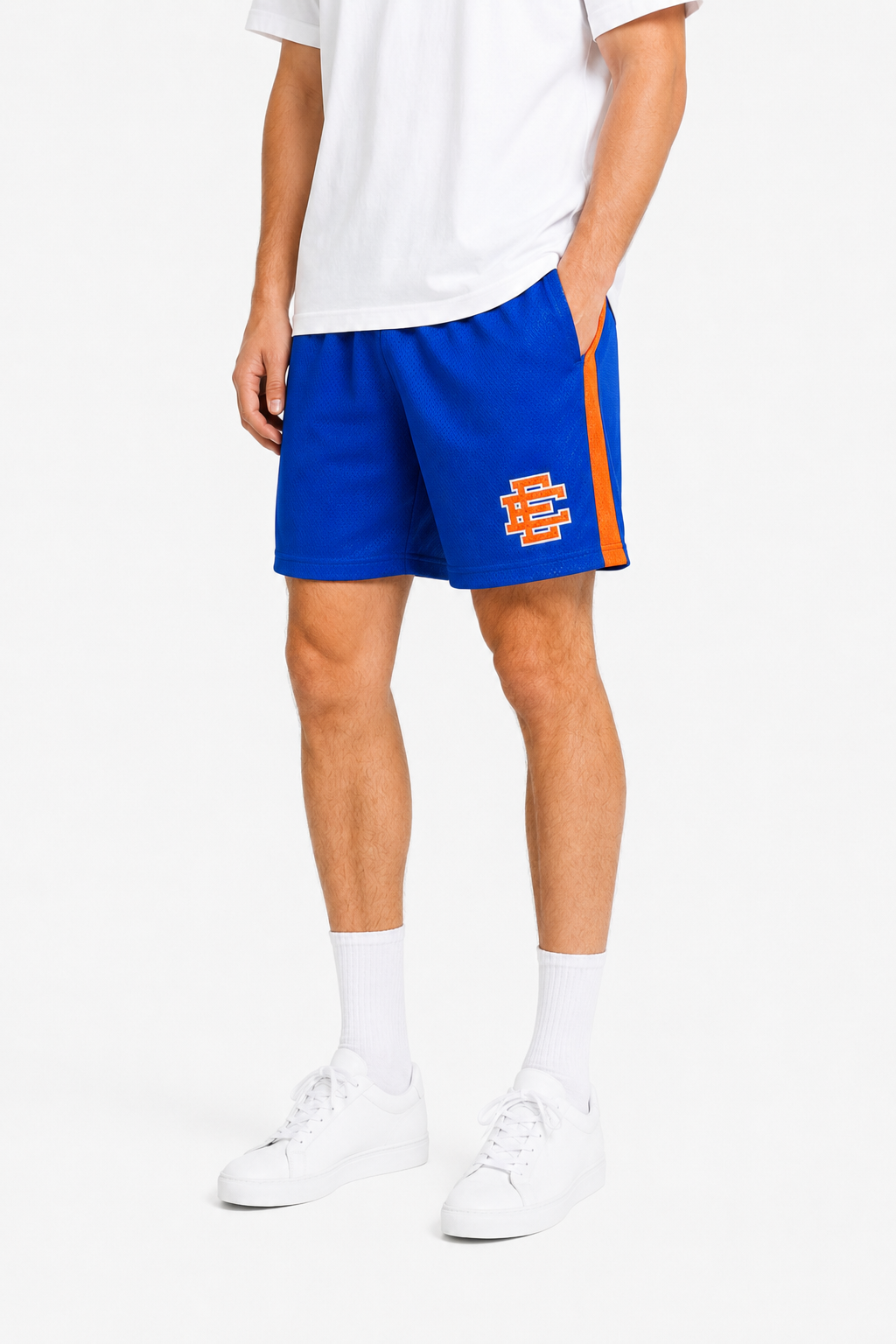 EE Mesh Short - Royal Orange Side Stripe (EE35) - side view
