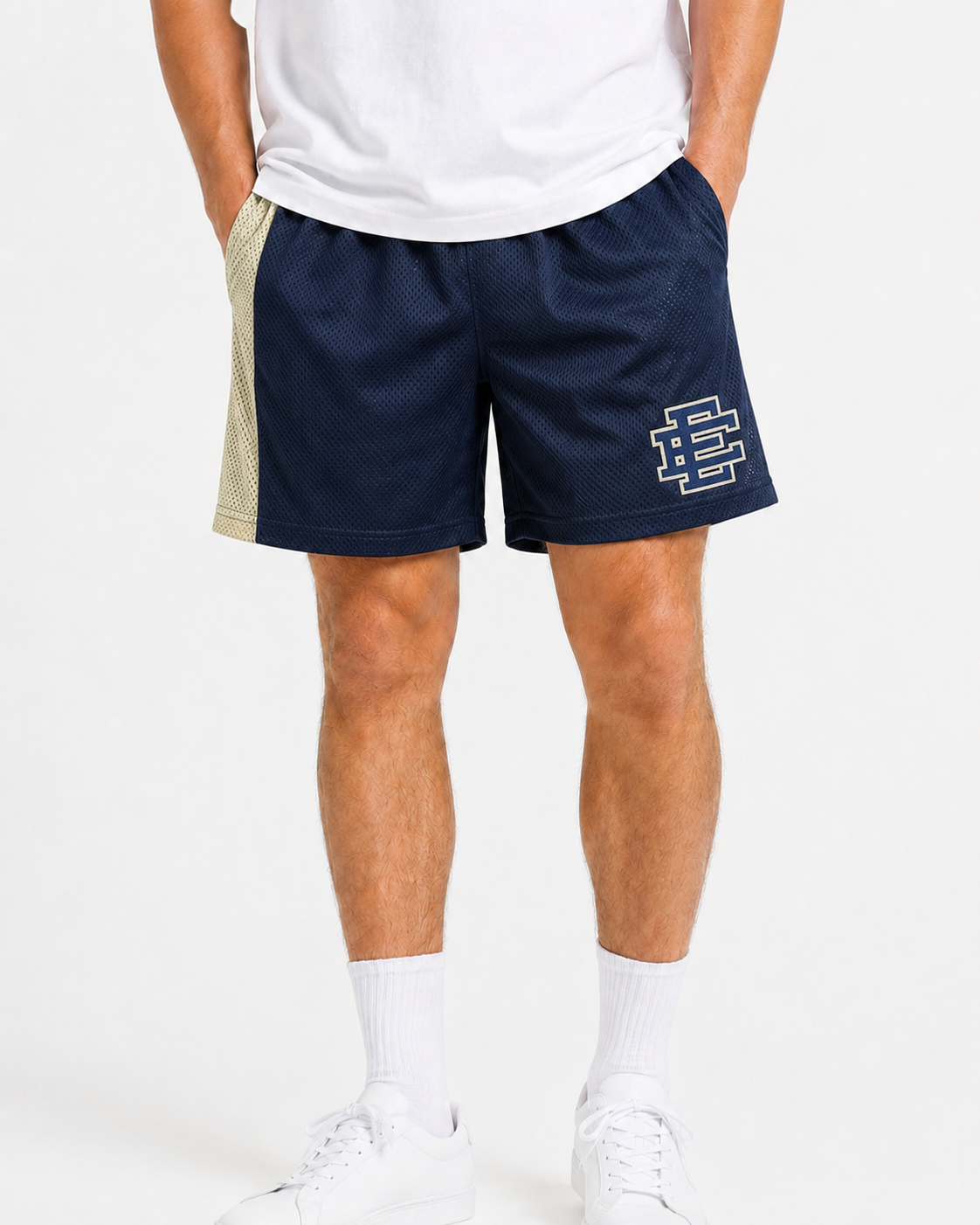 EE Mesh Short - Navy Gold Side Stripe (E42) - product photo