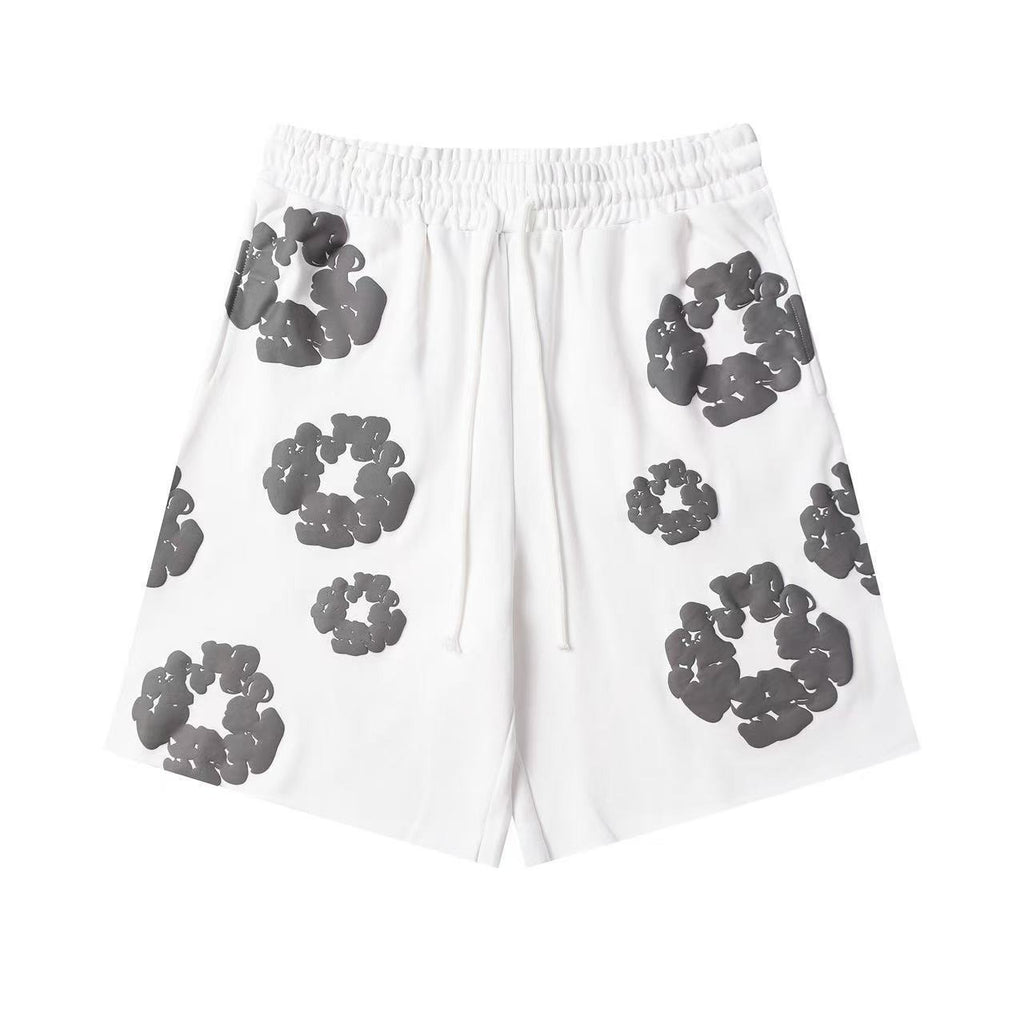 DT Shorts - White Grey Puff Floral (DT10)